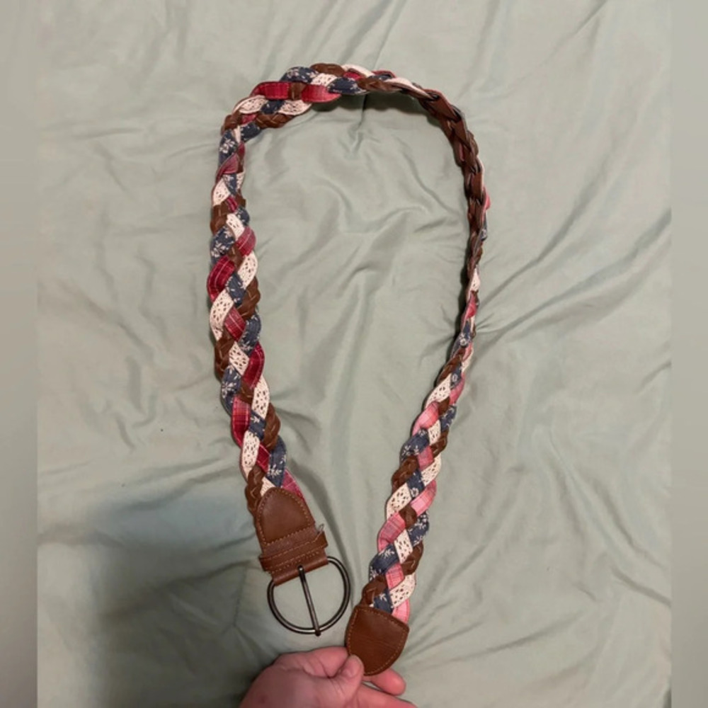 Leather Belt red white blue size 11/40 inches